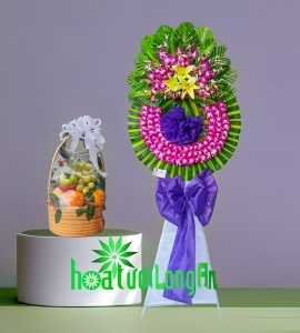 Combo Vòng Hoa và Giỏ Trái Cây Chia Buồn CM003