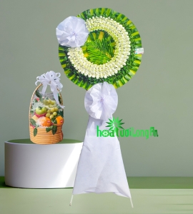 Combo Vòng Hoa và Giỏ Trái Cây Chia Buồn CM001