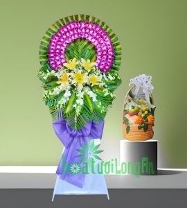 Combo Vòng Hoa và Giỏ Trái Cây Chia Buồn CM002