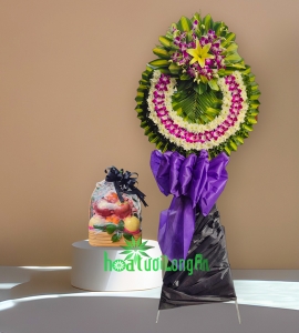 Combo Vòng Hoa và Giỏ Trái Cây Chia Buồn CM005