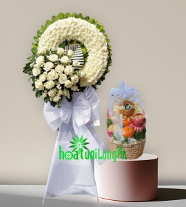 Combo Vòng Hoa và Giỏ Trái Cây Chia Buồn CM006