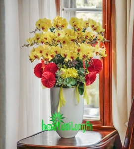 Chậu Lan Hồ Điệp Vàng VIP 15 Cành HD163